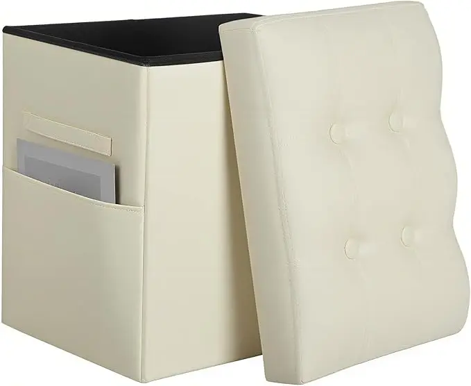 Ottoman with Storage, Slim Tall Foot Rest Stool with Thicker Foam Padded Seat.