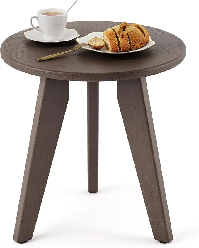 Outdoor Side Table, HDPS Outdoor Table, Small Round Side Table Weather-Resistant