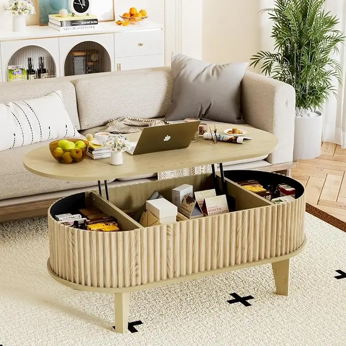 Oval Coffee Table with Lifting Top
