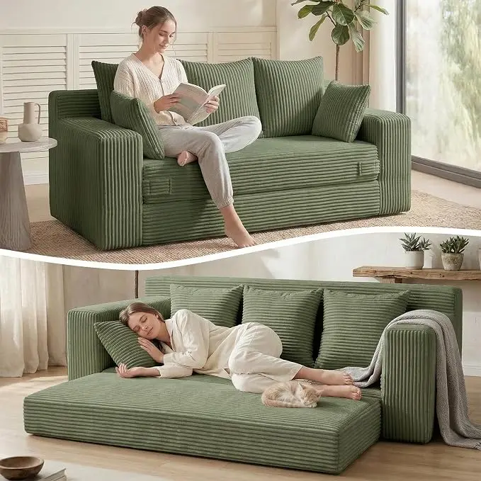 Oversize Loveseat Boneless Convertible Sofa Bed, Folding Floor Futon Sleeper