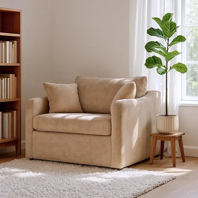 Oversized Armchair, 43.9" W Chenille Single Sofa Modern Upholstered Deep Seat