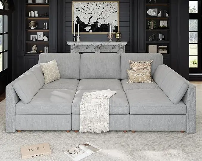 Oversized Modular Sectional Sleeper Sofa, Solid Wood Frame, Removable Washable