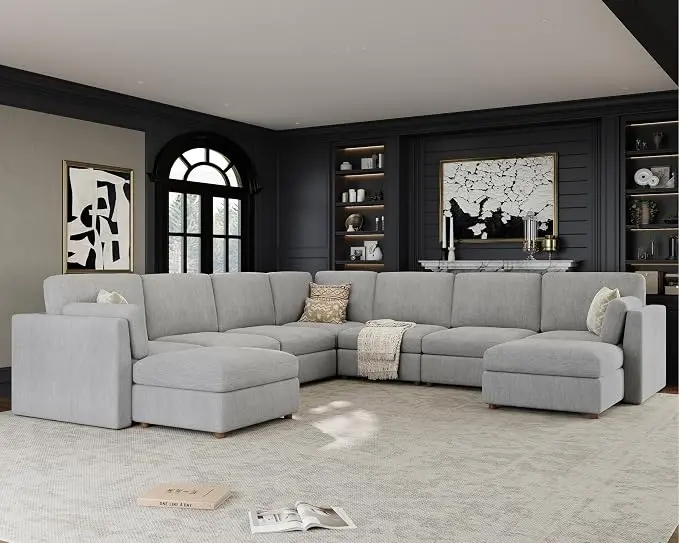 Oversized Modular Sectional Sofa, Solid Wood Frame Sofa, Removable Washable