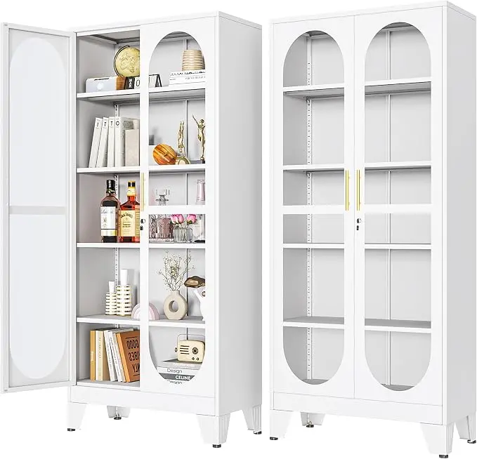 PAOFIN 71" H Locking Display Cabinet