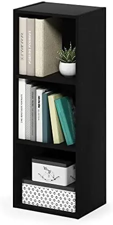 Pasir 3-Tier No Tool Assembly Open Shelf Bookcase, Blackwood