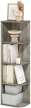 Pasir 4-Tier Corner Open Shelf Bookcase, French Oak
