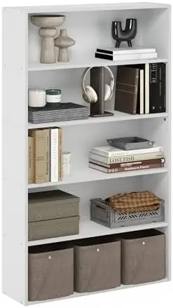 PASIR 5-Tier Book Shelf with Open Shelf, White