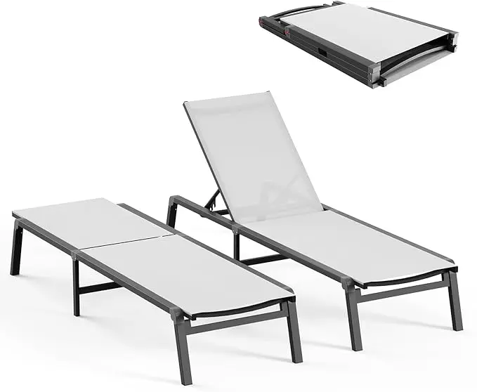 Patio Chaise Lounge Chair, Foldable Lounge Chair