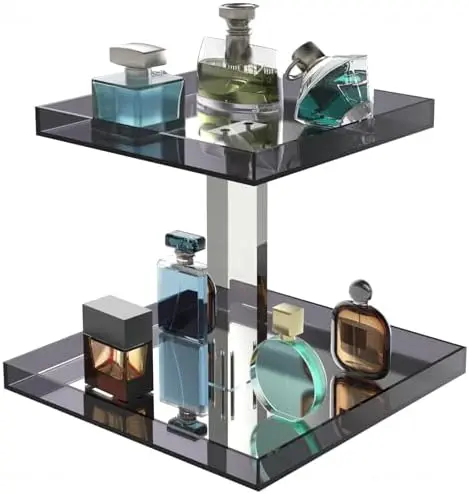 Perfume Organizer 2-Tier Acrylic Cologne Vanity Makeup Holder, Gray