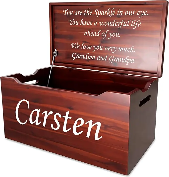 Personalized Engraved Name, Fully Assembled, Solid Wood Storage Trunk