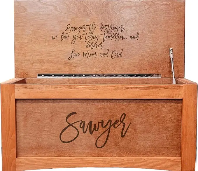 Personalized Engraved Wooden Toy Box