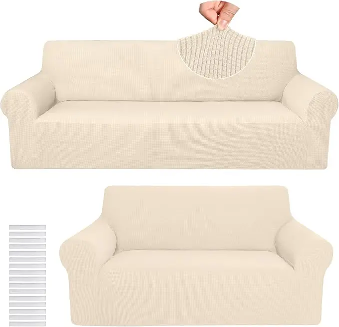 Peryiter 2 Pcs Sofa Covers Couch and Loveseat Covers Set Stretch Sofa Slipcover