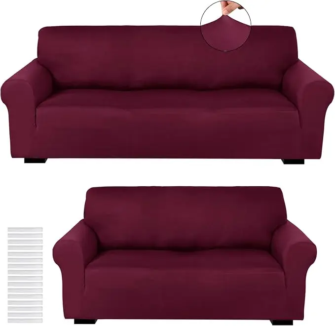 Peryiter 2 Pcs Sofa Covers Couch and Loveseat Covers Set Stretch Sofa Slipcover