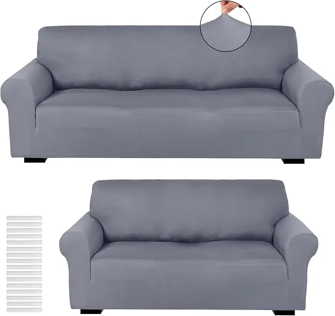 Peryiter 2 Pcs Sofa Covers Couch and Loveseat Covers Set Stretch Sofa Slipcover