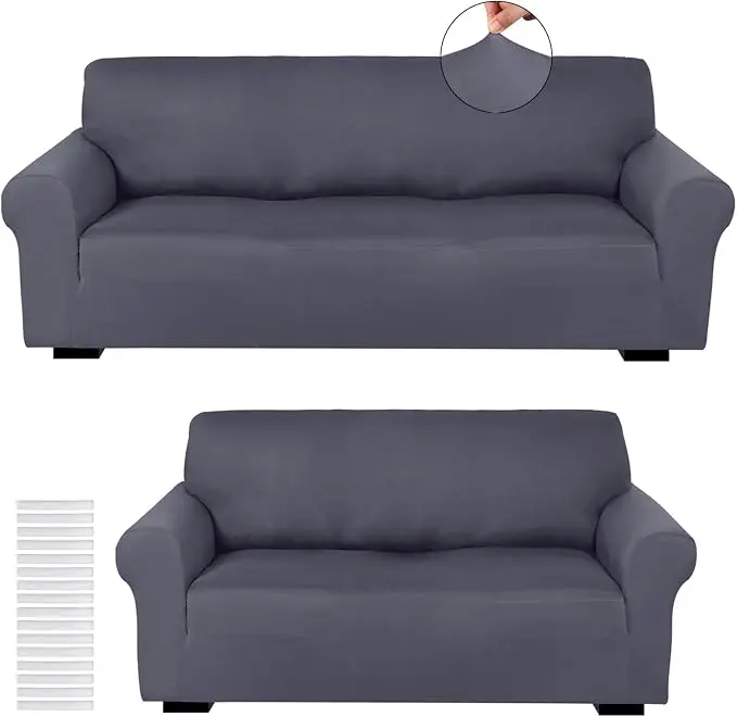 Peryiter 2 Pcs Sofa Covers Couch and Loveseat Covers Set Stretch Sofa Slipcover