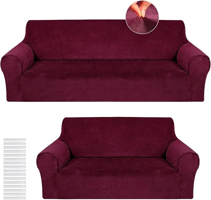 Peryiter 2 Pcs Sofa Covers Couch and Loveseat Covers Set Stretch Sofa Slipcover