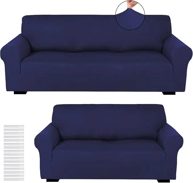 Peryiter 2 Pcs Sofa Covers Couch and Loveseat Covers Set Stretch Sofa Slipcover