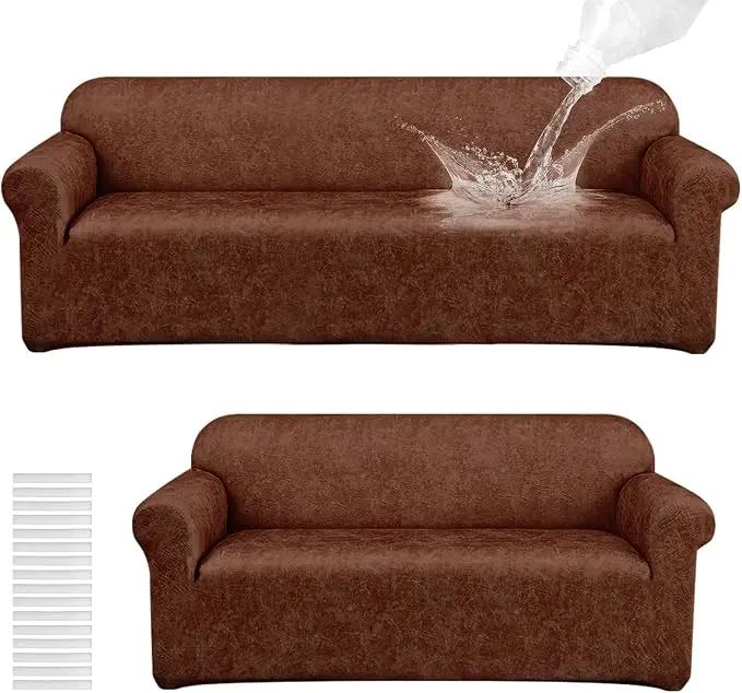 Peryiter 2 Pcs Sofa Covers Couch and Loveseat Covers Set Stretch Sofa Slipcover