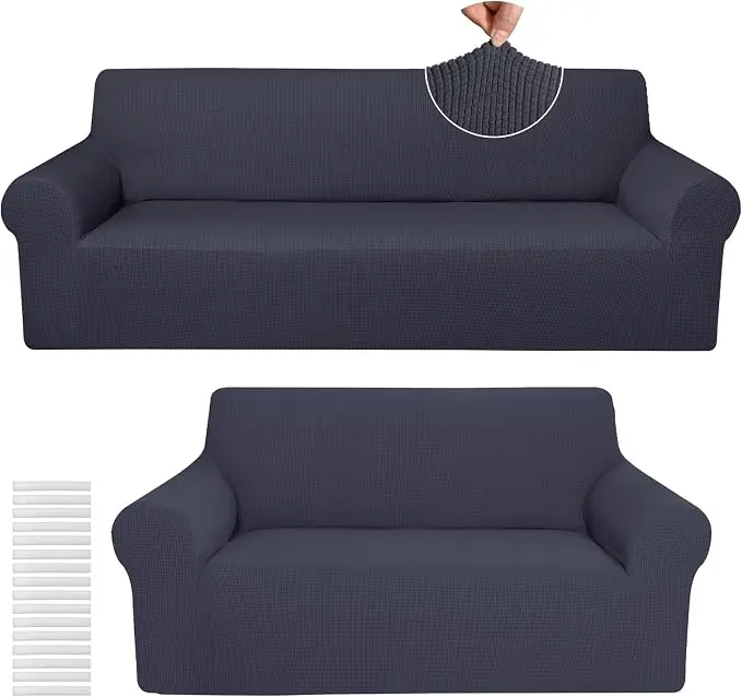Peryiter 2 Pcs Sofa Covers Couch and Loveseat Covers Set Stretch Sofa Slipcover