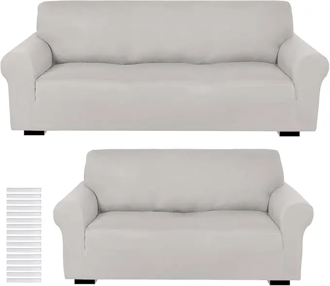 Peryiter 2 Pcs Sofa Covers Couch and Loveseat Covers Set Stretch Sofa Slipcover