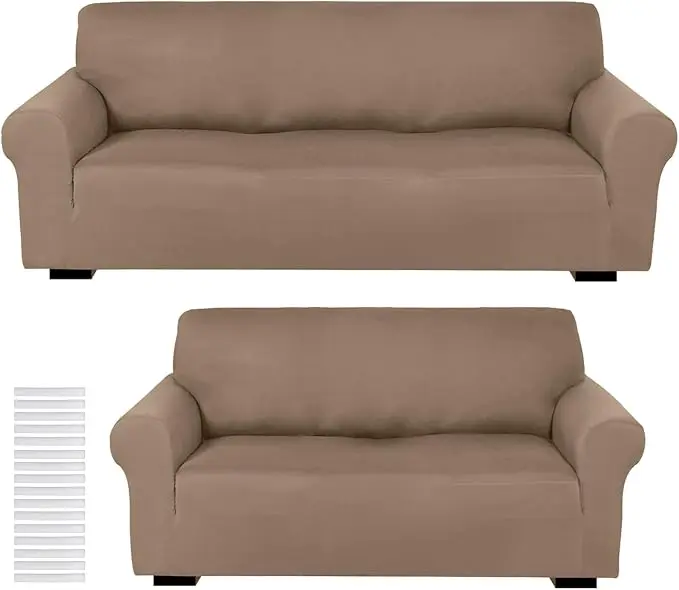 Peryiter 2 Pcs Sofa Covers Couch and Loveseat Covers Set Stretch Sofa Slipcover