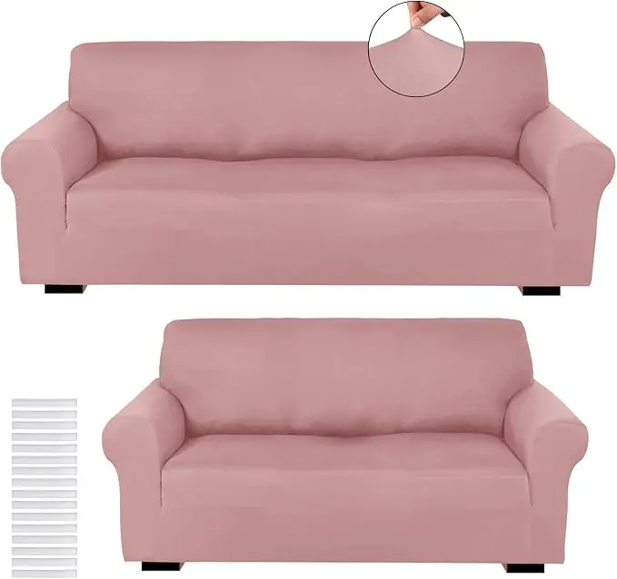 Peryiter 2 Pcs Sofa Covers Couch and Loveseat Covers Set Stretch Sofa Slipcover