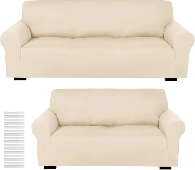 Peryiter 2 Pcs Sofa Covers Couch and Loveseat Covers Set Stretch Sofa Slipcover