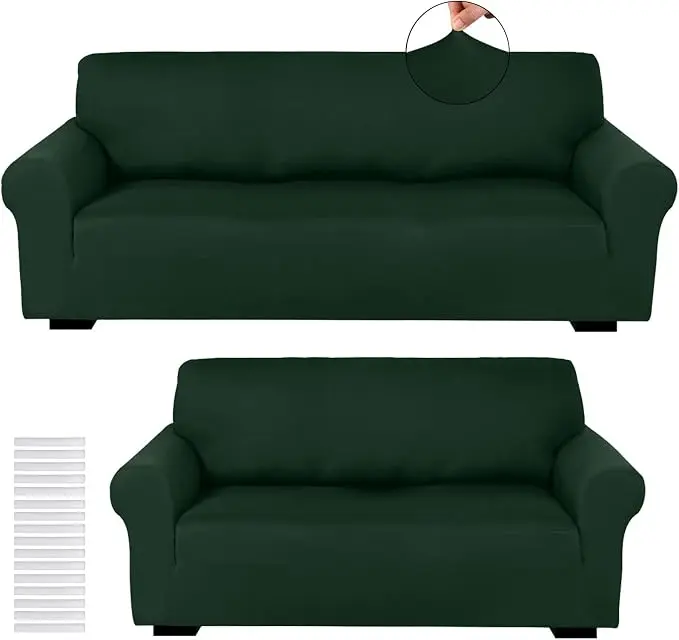 Peryiter 2 Pcs Sofa Covers Couch and Loveseat Covers Set Stretch Sofa Slipcover