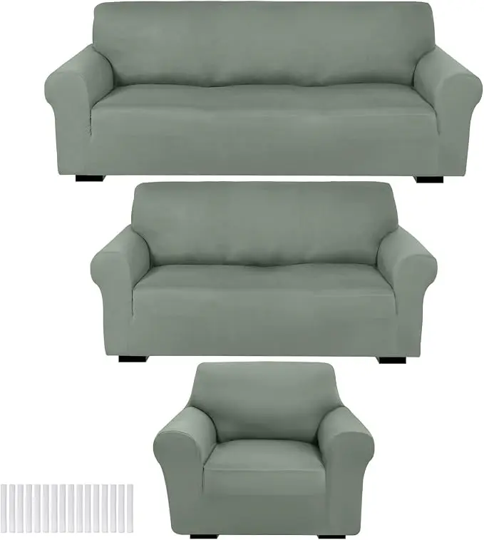 Peryiter 3 Pcs Couch and Loveseat Covers Set Sofa Cover