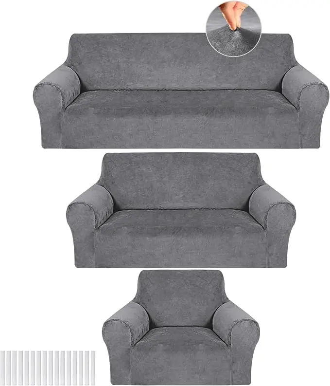 Peryiter 3 Pcs Couch and Loveseat Covers Set Sofa Cover