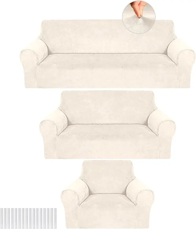 Peryiter 3 Pcs Couch and Loveseat Covers Set Sofa Cover
