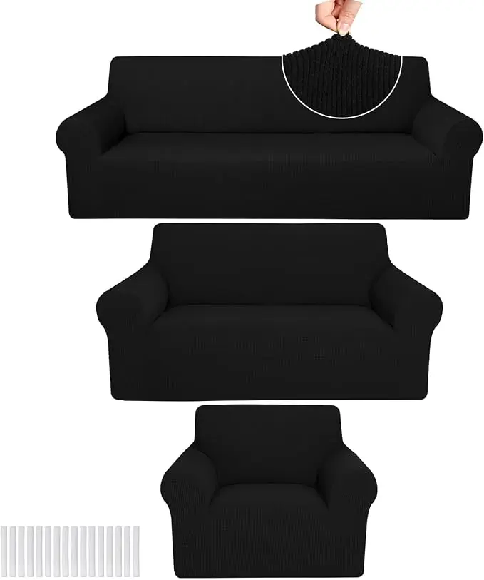 Peryiter 3 Pcs Couch and Loveseat Covers Set Sofa Cover