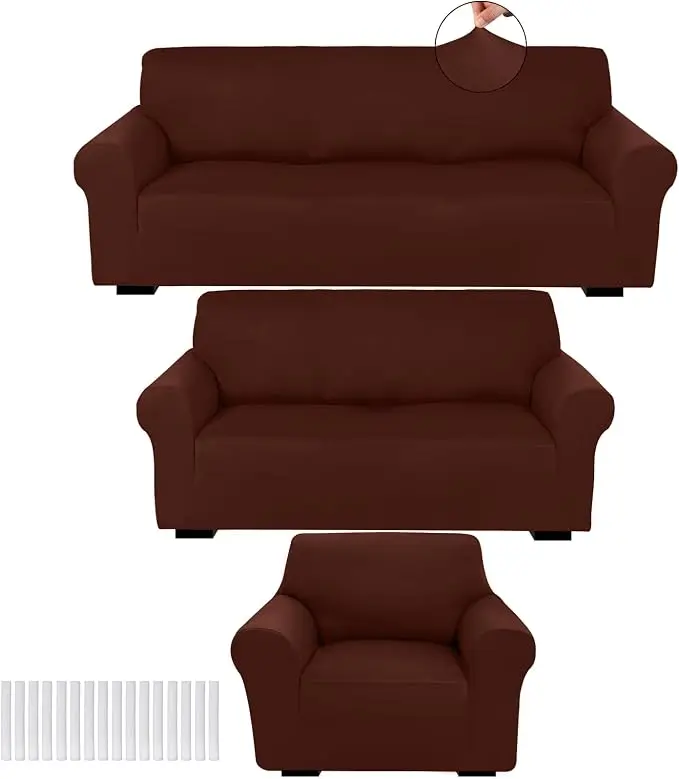 Peryiter 3 Pcs Couch and Loveseat Covers Set Sofa Cover