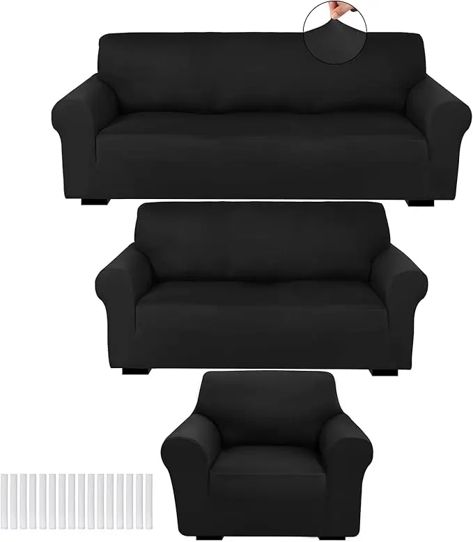 Peryiter 3 Pcs Couch and Loveseat Covers Set Sofa Cover