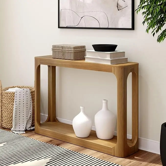 Plank+Beam Forma Console Table, 46 Inch, Solid Wood Sofa Table, Entryway Table