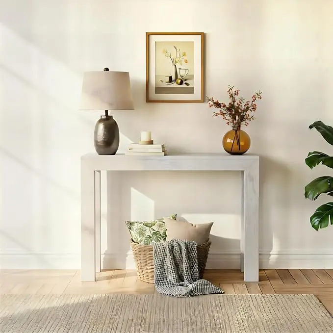 Plank+Beam Modern 46 Inch Console Table, Solid Pine Wood Entryway Table