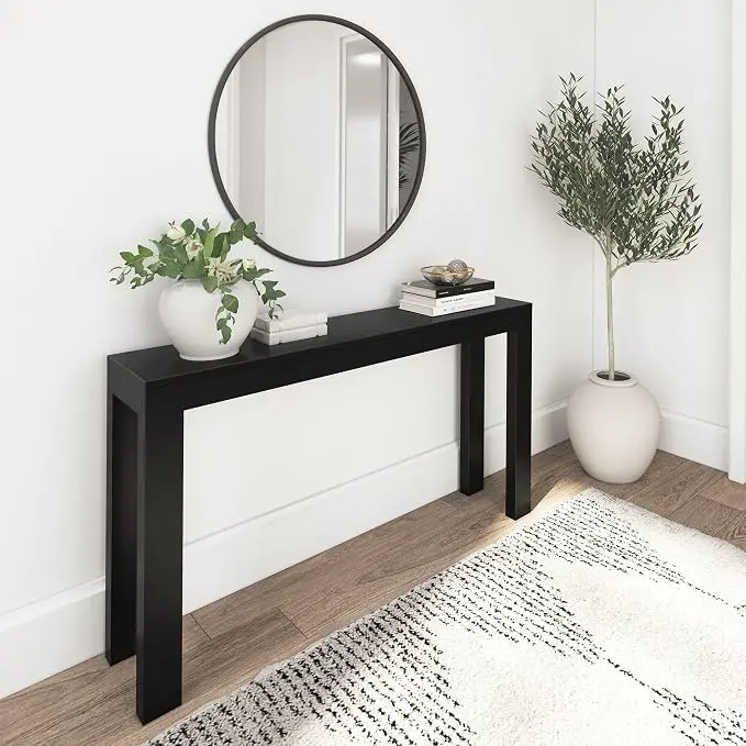 Plank+Beam Modern Solid Wood Console Table, 56 Inch, Sofa Table, Narrow