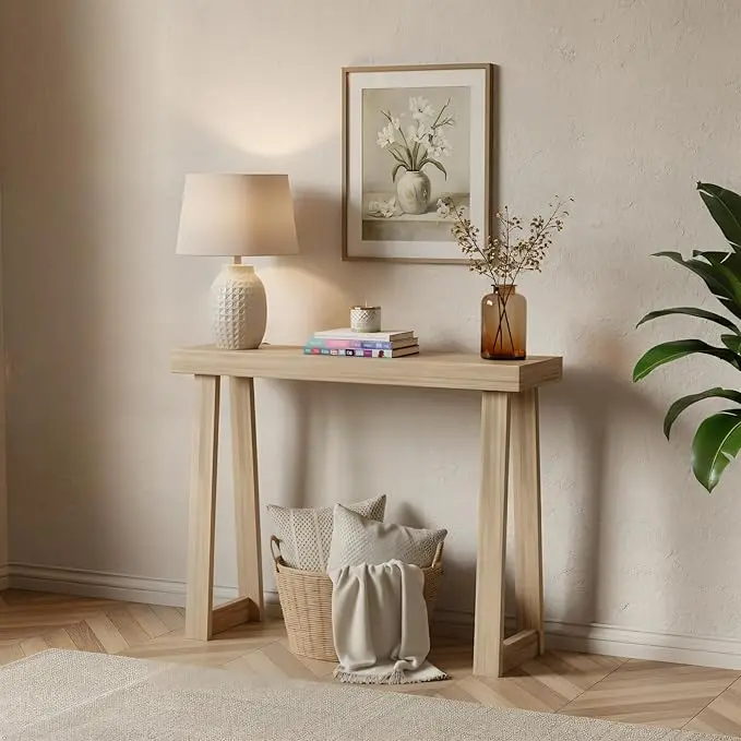 Plank+Beam Solid Wood Console Table, 36 Inch, Sofa Table, Narrow Entryway Table