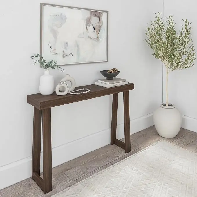 Plank+Beam Solid Wood Console Table, 46 Inch, Sofa Table, Narrow Entryway Table