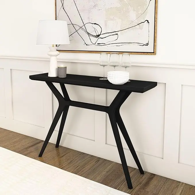 Plank+Beam Verso Console Table, 46 Inch Solid Wood Modern Sofa Table, Narrow
