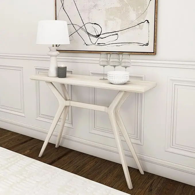 Plank+Beam Verso Console Table, 46 Inch Solid Wood Modern Sofa Table, Narrow