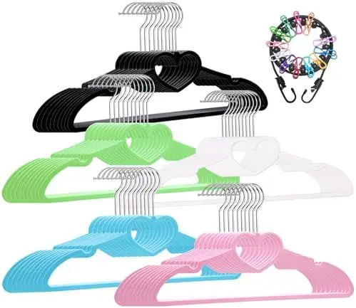 Plastic Hangers 50 Pack - Space Saving Cute Heart Hanger(Colorful)