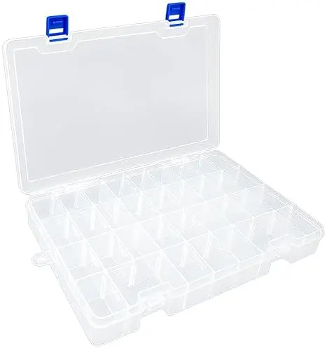 Plastic Organizer Storage Box, Adjustable Divider 34 Grids, 1 Pack