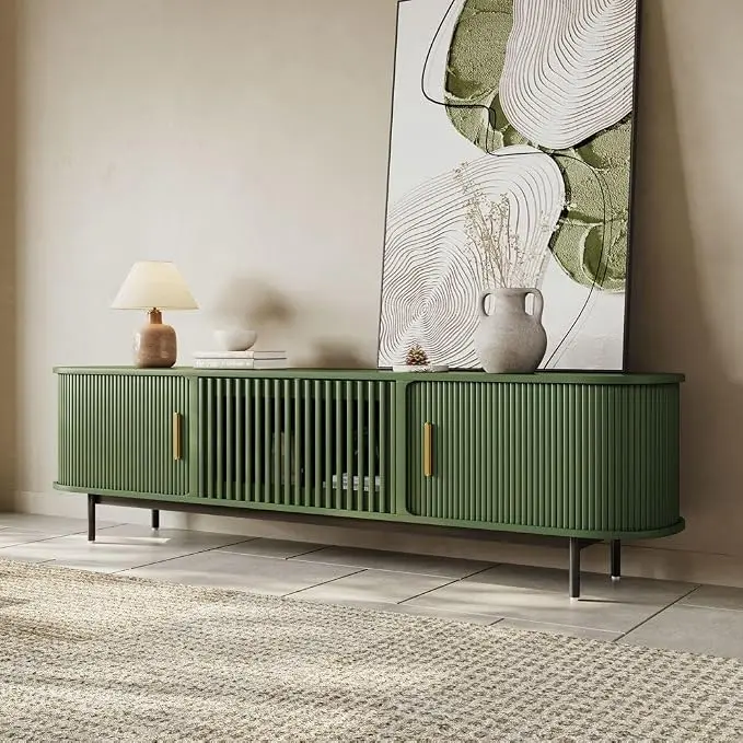 POVISON Fully-Assembled Modern Green TV Stand