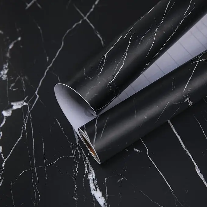 practicalWs 11.8"×78.7" Black Marble Contact Paper Matte Peel and Stick Kitchen