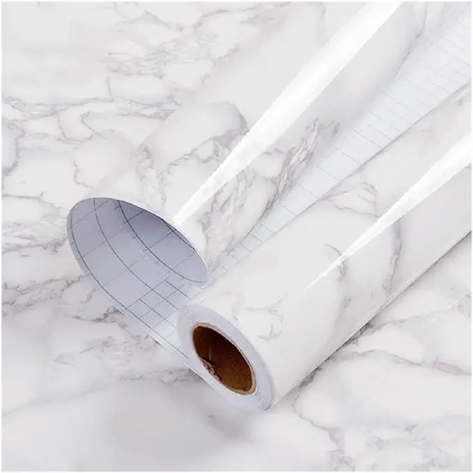 practicalWs Marble Paper Granite Gray/White Roll Kitchen Countertop Cabinet