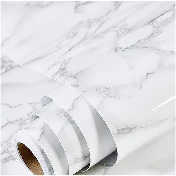 practicalWs Marble Wallpaper Granite White and Gray Wall Paper Roll 35.4" x