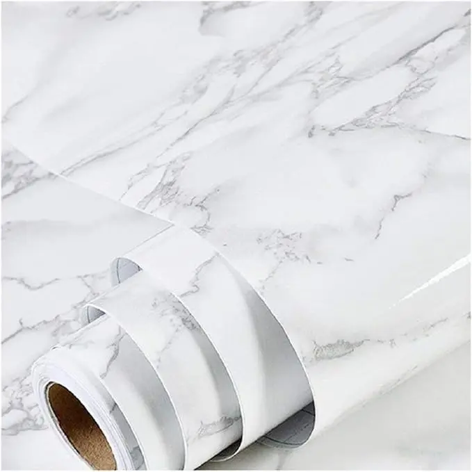 practicalWs Marble Wallpaper Granite White and Gray Wall Paper Roll 47.2" x