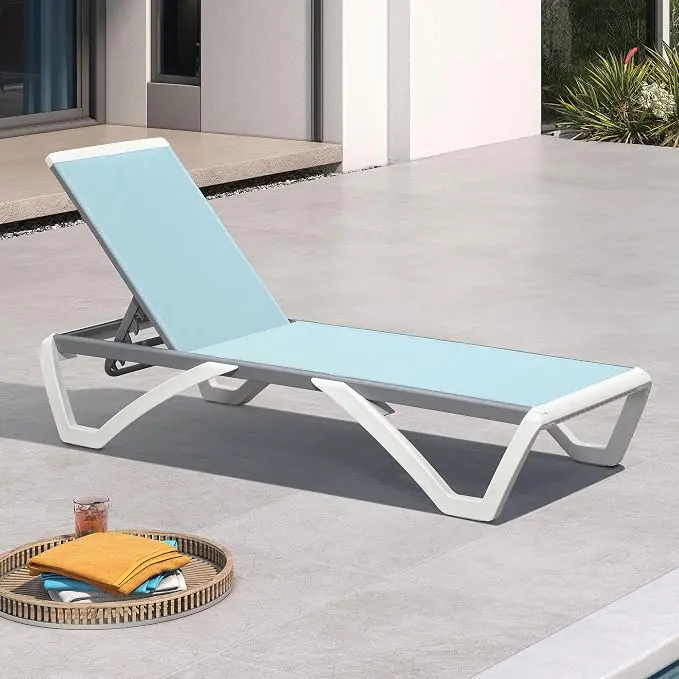 PURPLE LEAF Patio Chaise Lounge Chair Outside Aluminum Plastic Stackable