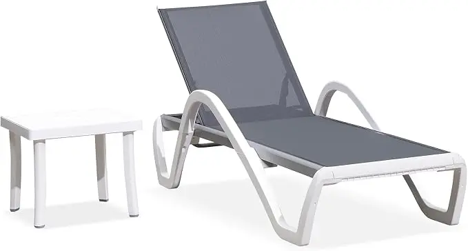 PURPLE LEAF Patio Chaise Lounge Chair Set Outside Aluminum Plastic Stackable